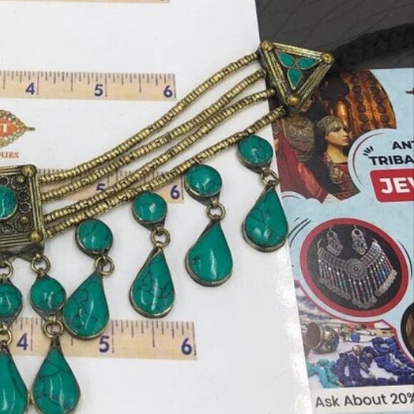 Vintage Style Boho Tribal Stone Choker Necklace, Afghan Choker Necklace - Picture 3 of 7